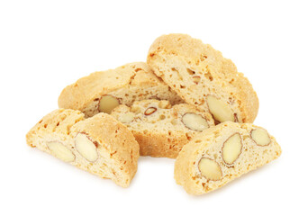 Traditional Italian almond biscuits (Cantucci) isolated on white