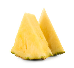 Pieces of juicy pineapple isolated on white