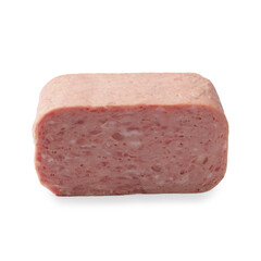Whole piece of canned meat isolated on white