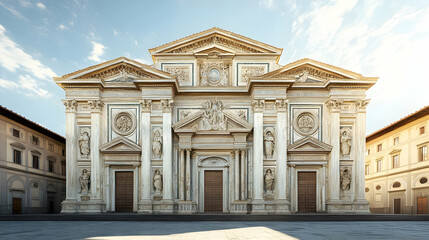 Fototapeta premium Stunning Baroque basilica in Florence Italy with marble facade and intricate carvings