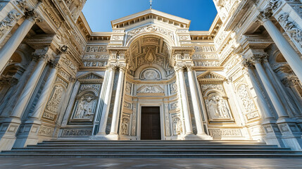 Obraz premium Stunning Baroque basilica in Florence Italy with marble facade and intricate carvings
