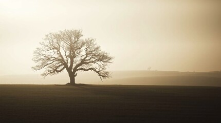 tree in fog
