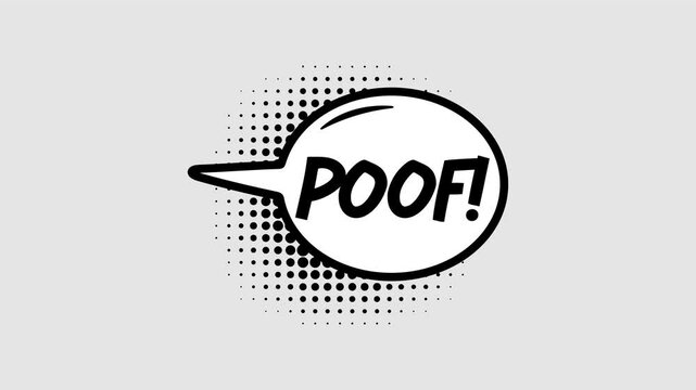 Comic speech bubbles with halftone shadows in pop art style graphic animation. Alpha channel. Transparent background motion design. 4K resolution