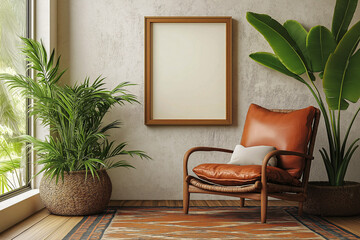 an empty frame for advertising in the room. for advertising purposes. for business.
