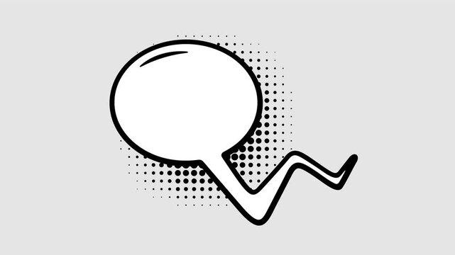 Comic speech bubbles with halftone shadows in pop art style graphic animation. Alpha channel. Transparent background motion design. 4K resolution