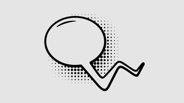 Comic speech bubbles with halftone shadows in pop art style graphic animation. Alpha channel. Transparent background motion design. 4K resolution