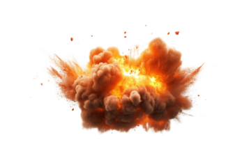 Orange and White Smoke Explosion, Isolated on a Black Background, Transparent Objects