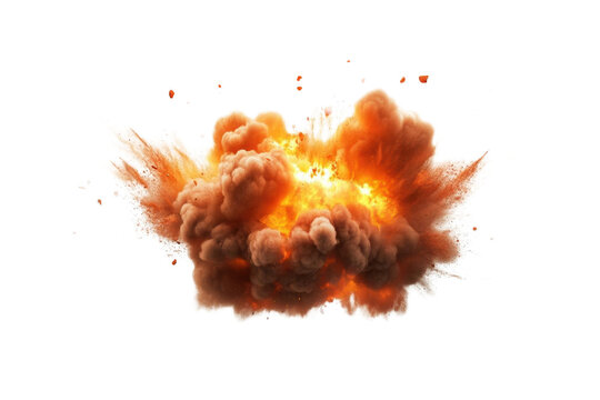 Orange and White Smoke Explosion, Isolated on a Black Background, Transparent Objects