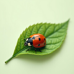 Fototapeta premium ladybug on green leaf