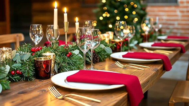 Elegant Dining Table Set for Holiday Feast