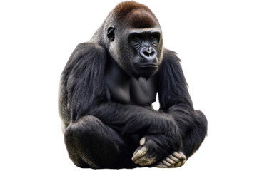 A Gorilla Sitting With Folded Arms, a Transparent Object