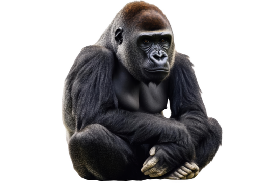 A Gorilla Sitting With Folded Arms, a Transparent Object
