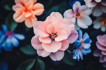 Pastel Pink Flower Close-Up with Soft Focus and Blurred Blooms : Generative AI