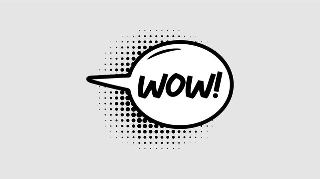 Comic speech bubbles with halftone shadows in pop art style graphic animation. Alpha channel. Transparent background motion design. 4K resolution