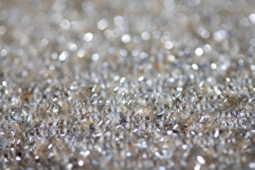Shiny Silver Tinsel Close Up of Metal Filings Sparkling Close up