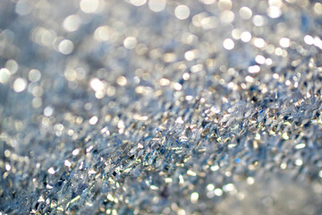 Shiny Silver Tinsel Close Up of Metal Filings Sparkling Close up