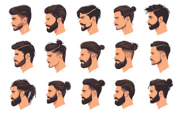 Comprehensive Guide to Men's Beard Styles and Haircuts in Detailed Illustrations
