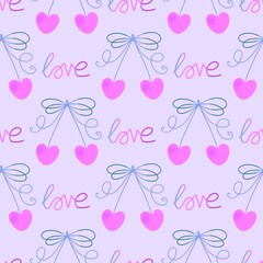 Valentine hearts seamless 14 February love pattern for wrapping paper