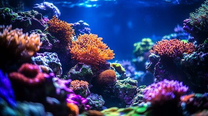 Magnificent Coral Reefs in Deep Ocean Embrace Offering Diverse Sealife Haven : Generative AI