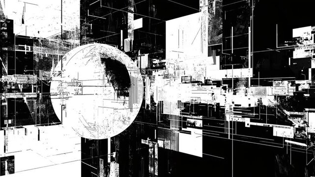 Constructivist abstract black and white motion background. Stop motion looped animated.