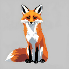Obraz premium Stylized Sitting Fox With Orange Fur And Black Legs