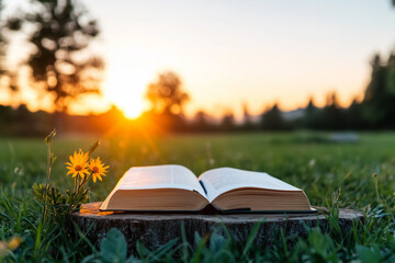 Clean visual of a sunrise behind an open book, symbolizing the dawn of education and opportunity. Warm tones and minimalist design create a hopeful and inspirational theme.