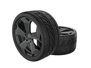 Fototapeta premium Black rim car wheel carbon fiber isolated on transparent background