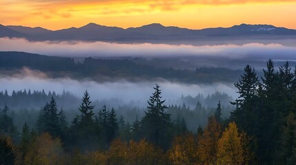 Obraz premium A Sunset View of a Mountain Range with Stunning Colors