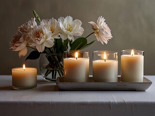 Velas y flores crean un ambiente adecuado para la meditación