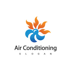 Air Conditioning Logo, HVAC Logo Concept with Fire Heating Cooling Snowflake Conditioning symbol