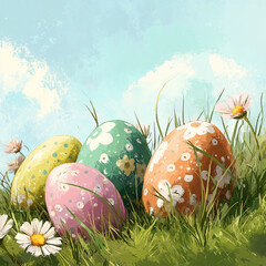 aster eggs in the grass