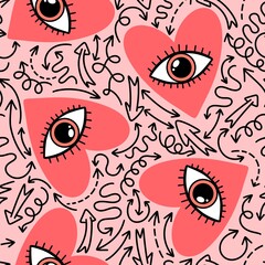 Valentine hearts seamless 14 February love pattern for wrapping paper