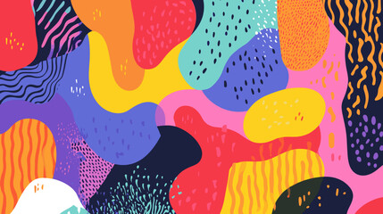Fototapeta premium Colorful abstract patterns with vibrant shapes and textures create a lively artistic composition suitable for modern decor