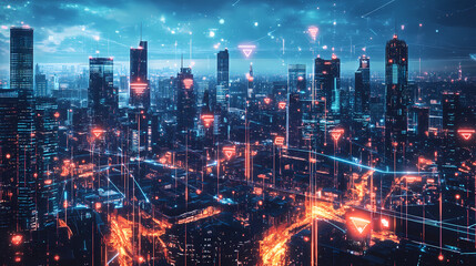 futuristic divided cityscape