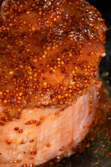 Close Up of Mustard Covered Gammon Ham Roasted