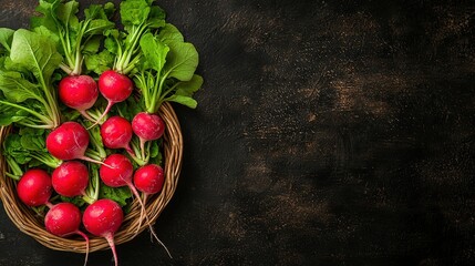   Radishes in Wicker Basket