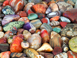 A Focus Stacked Close-up Image of a Collection of Tumbled Rocks Found at Lake Superior