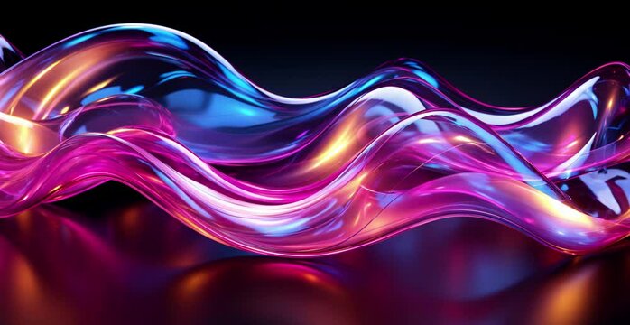 Abstract waves of vibrant neon colors flow and intertwine, creating a dynamic and modern background. Ideal for technology or futuristic projects