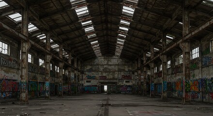 Abandoned Factory Interior Graffiti Decay Industrial Architecture
