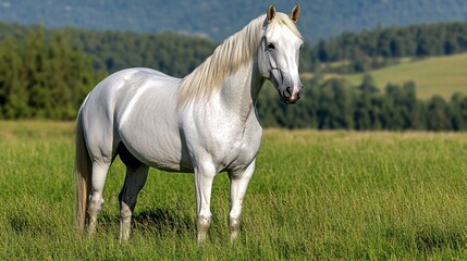 white horse in the field