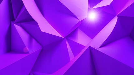 Obraz premium Digital abstract art piece is rendered with geometric shapes in hues of purple, and a bright spot light at center