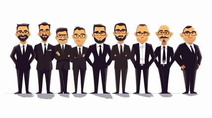 Professional wide angle cartoon character of businessmen team for business concepts