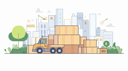Search for cargo delivery with cardboard box in vector illustration