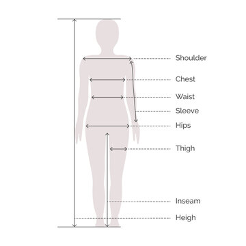 Gender Neutral Body Measurement Proportions for Clothing Design and Sewing Chart for Fashion Vector Illustration for Man and Woman