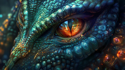 Obraz premium Reptilian face close up portrait - ai illustration also called reptoids, archons, reptiloids, saurians, draconians, or lizard people. Draconian. Illustration