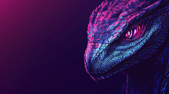 Reptilian starseed portrait with empty copy space on the side. generative ai. Draconian. Illustration