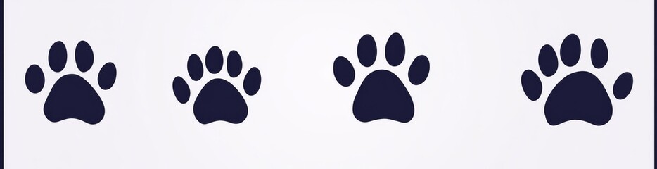 Paw print set featuring a trail print of various animals. Dogs, cats, bears, and puppy silhouettes included. A collection of diverse paw prints. Suitable for modern stock imagery