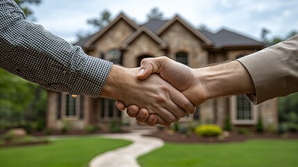 Successful real estate deal handshake.