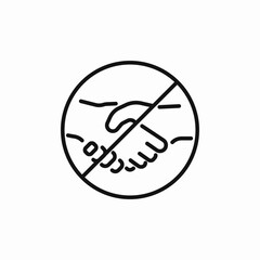 handshake prohibited pandemic icon sign vector