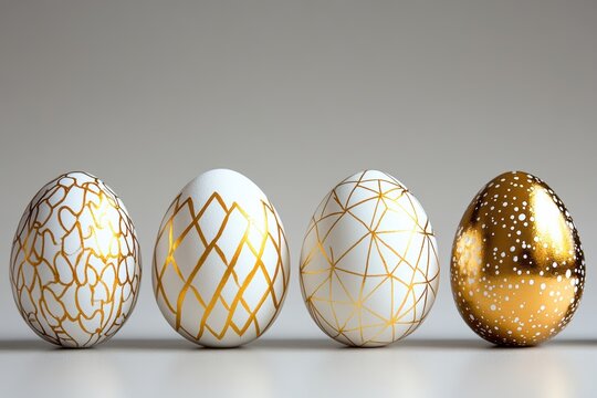 These Elegant Easter Eggs are magnificently decorated with exquisite gold embellishments, showcasing a blend of artistic flair and festive spirit that embodies the joy of the Easter holiday weekend